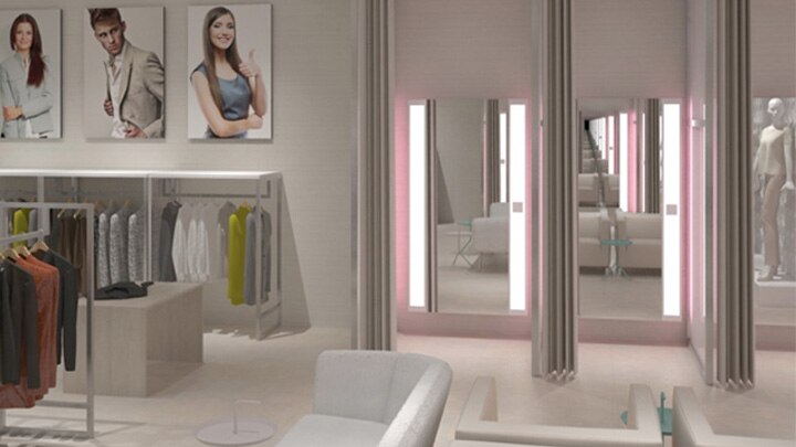 飞利浦照明的 PerfectScene 试衣间照明系统能够向购物者展示服装在不同环境中的穿着效果