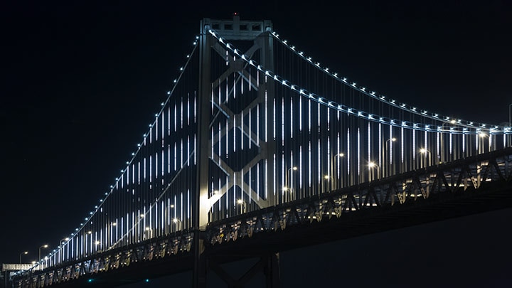 旧金山-奥克兰海湾大桥“灯光夜景”(Bay Lights)