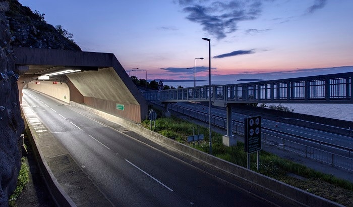 威尔士 Pen Y Clip 公路 A55 隧道入口