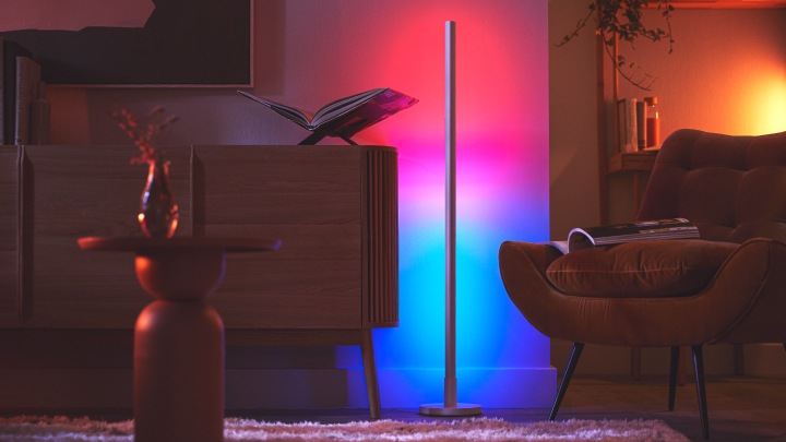 A table light next to a comfy chair